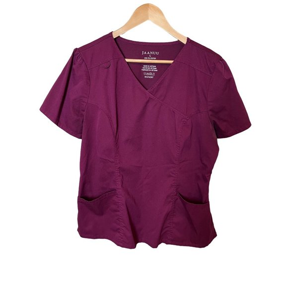 Jaanuu Medical Scrub Top Size L Burgundy - Picture 1 of 5